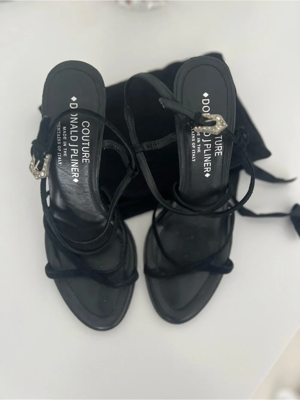 Donald J. Pliner Black Strappy Suede Heel Sandals - Picture 4 of 7